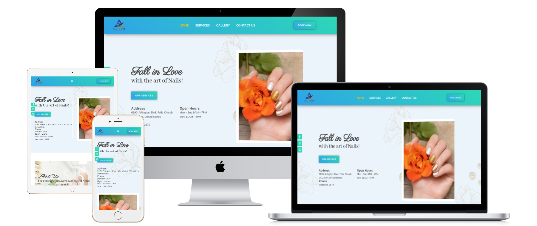 Responsive website mockup for Template A018